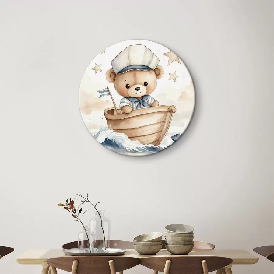 Wandbilder Niedlicher Aquarellbär in einem Boot r40428