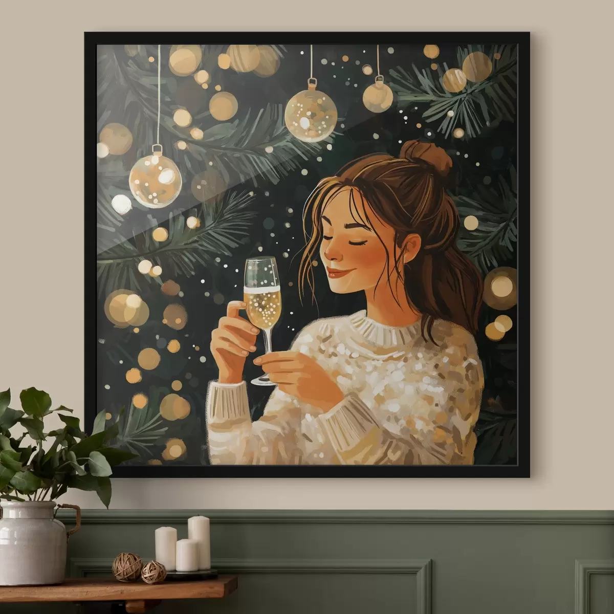Poster Ein Mädchen mit einem Glas Sekt zu Silvester f42102