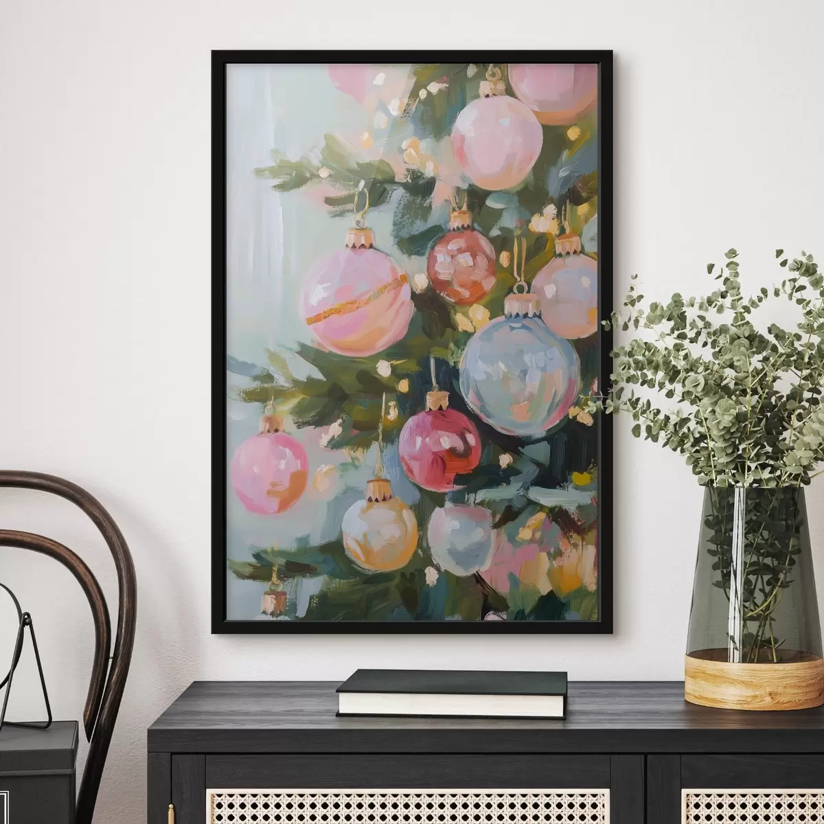 Poster Bunte Kugeln am Weihnachtsbaum f42104