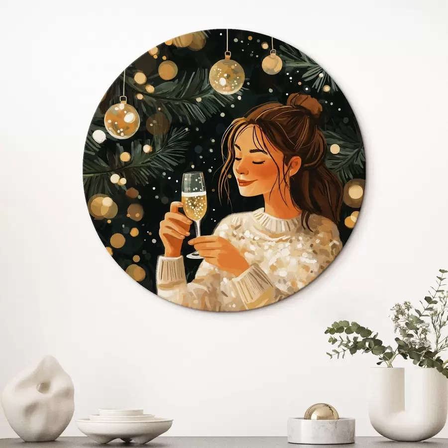 Wandbilder Ein Mädchen mit einem Glas Sekt zu Silvester r42102
