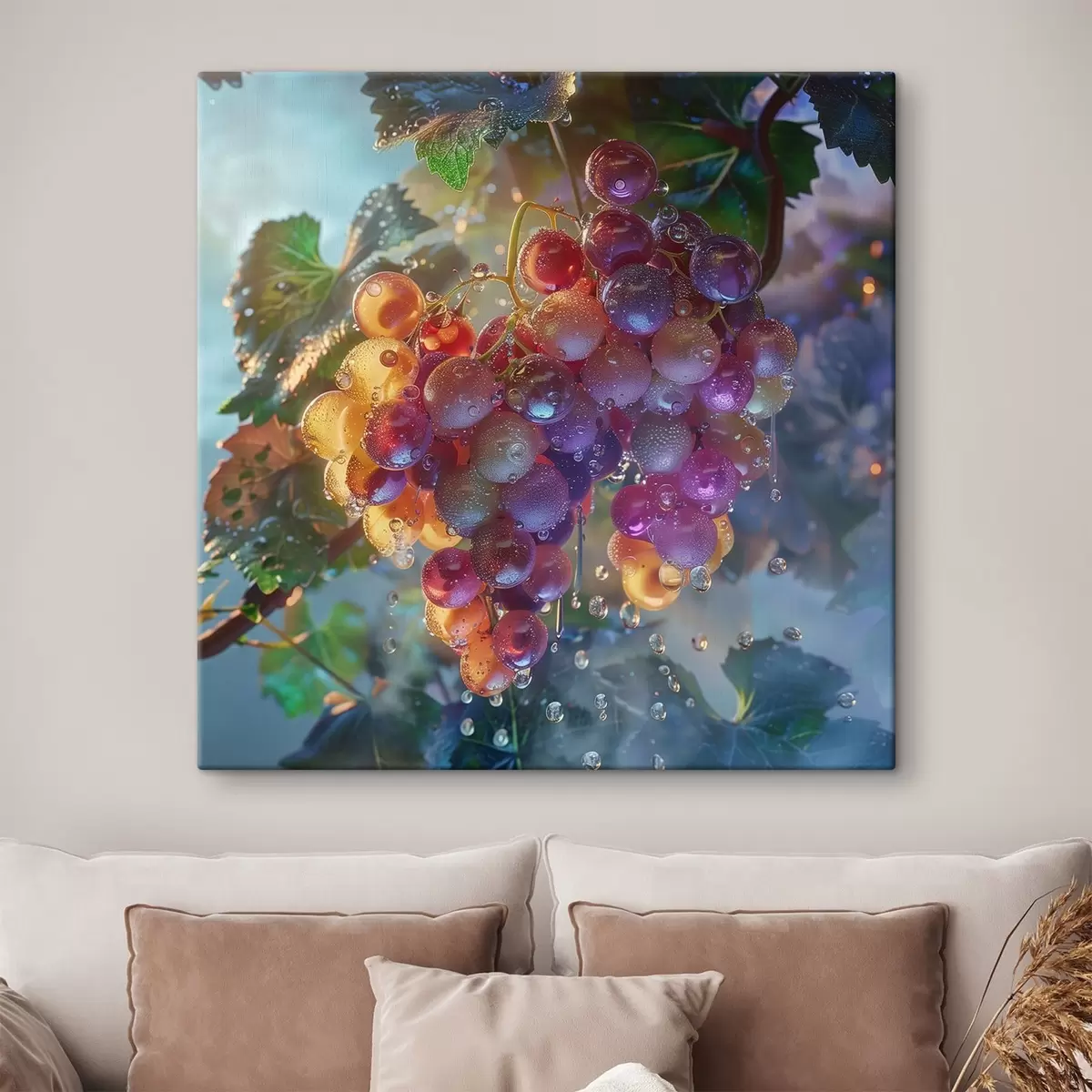 Wandbilder Früchte, Weintrauben in Wassertropfen s42073