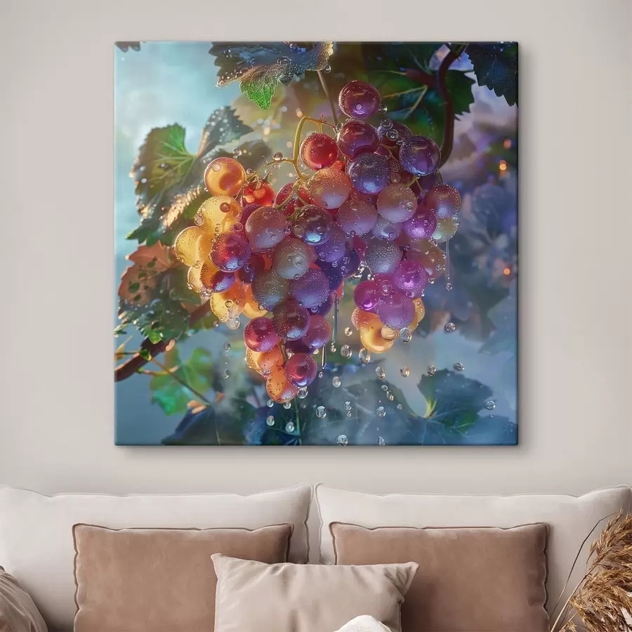 Wandbilder Früchte, Weintrauben in Wassertropfen s42073
