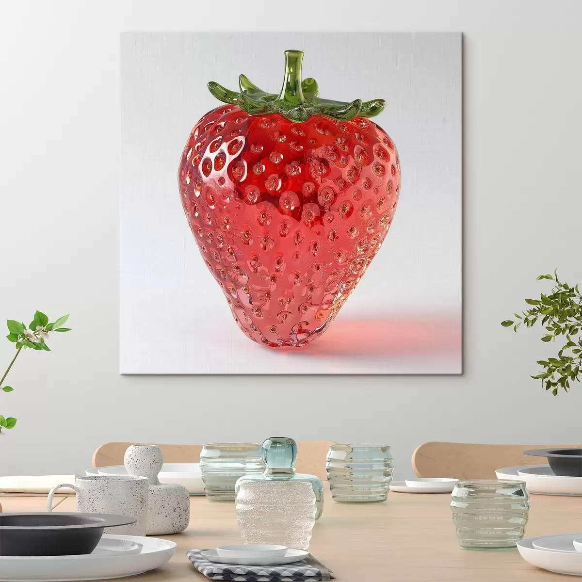 Wandbilder Früchte, Erdbeeren auf einem hellen Hintergrund s42077