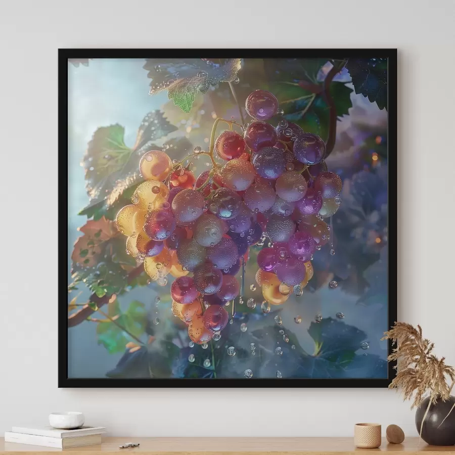 Fototapete Früchte, Weintrauben in Wassertropfen f42073