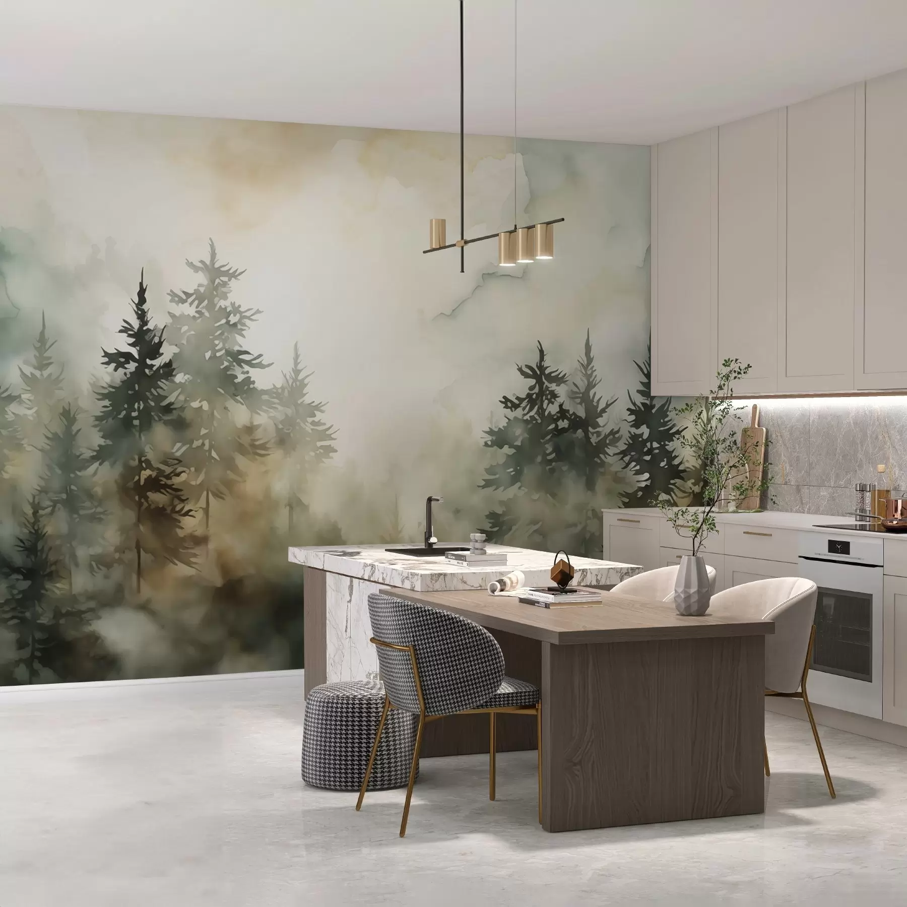 Fototapete Wald Imitation Malerei Aquarell w02473