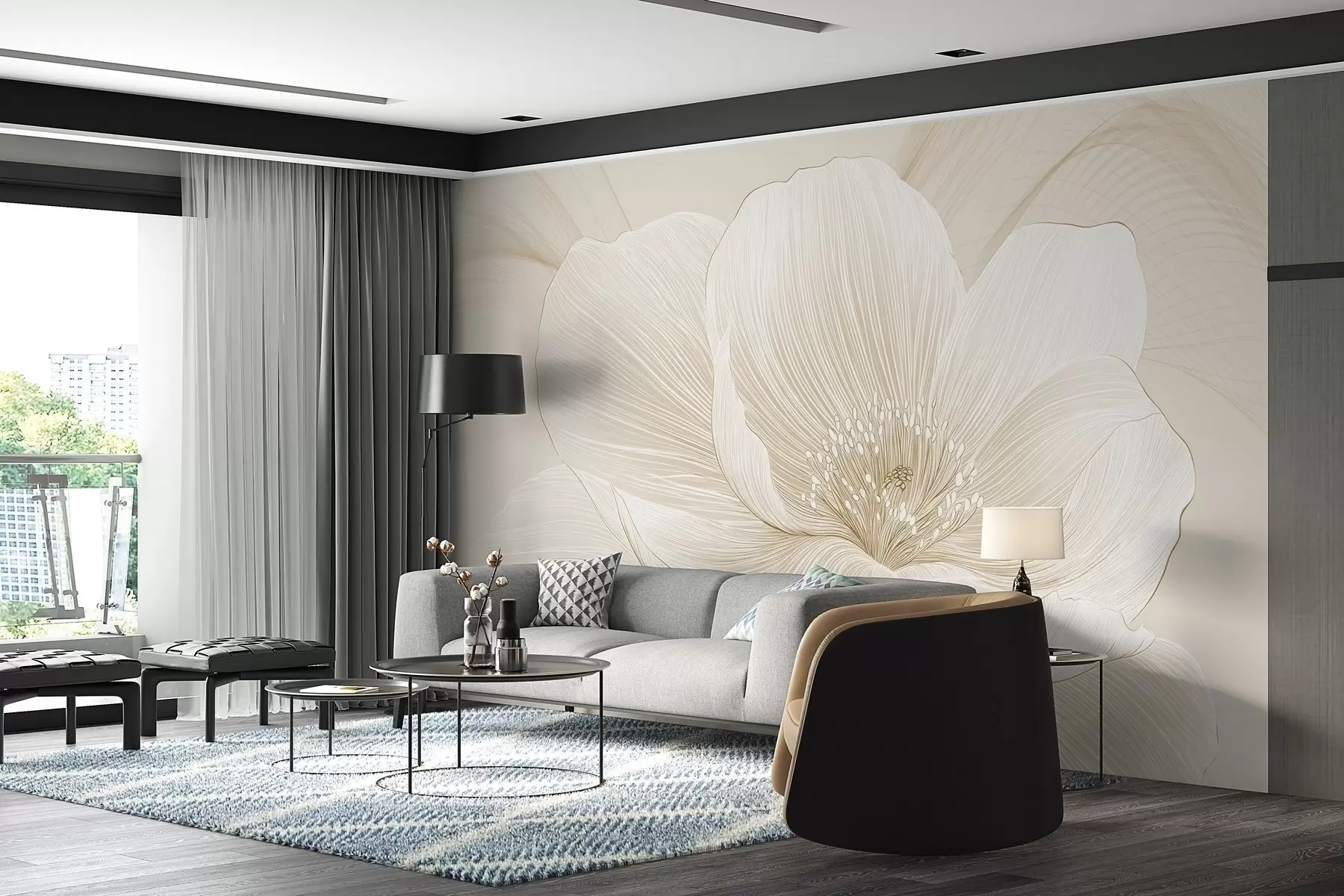 Fototapete Gezeichnete große Blume w02511