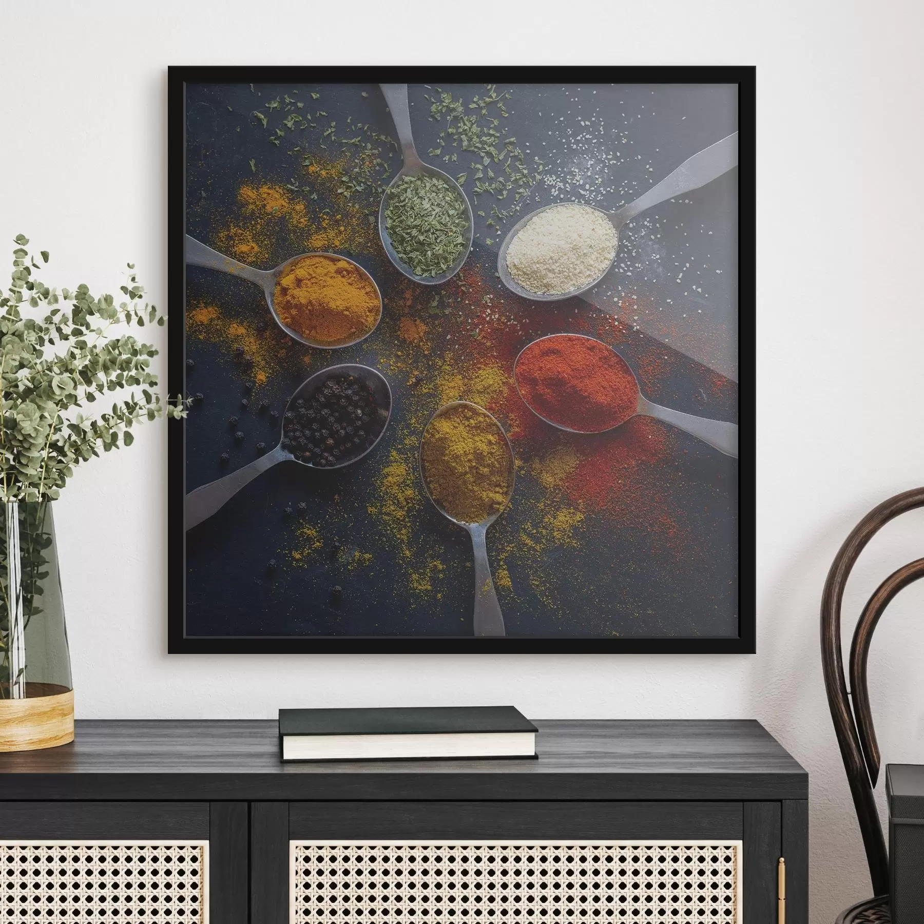 Fototapete Gruppe von Löffeln mit verschiedenen Gewürzen f37046