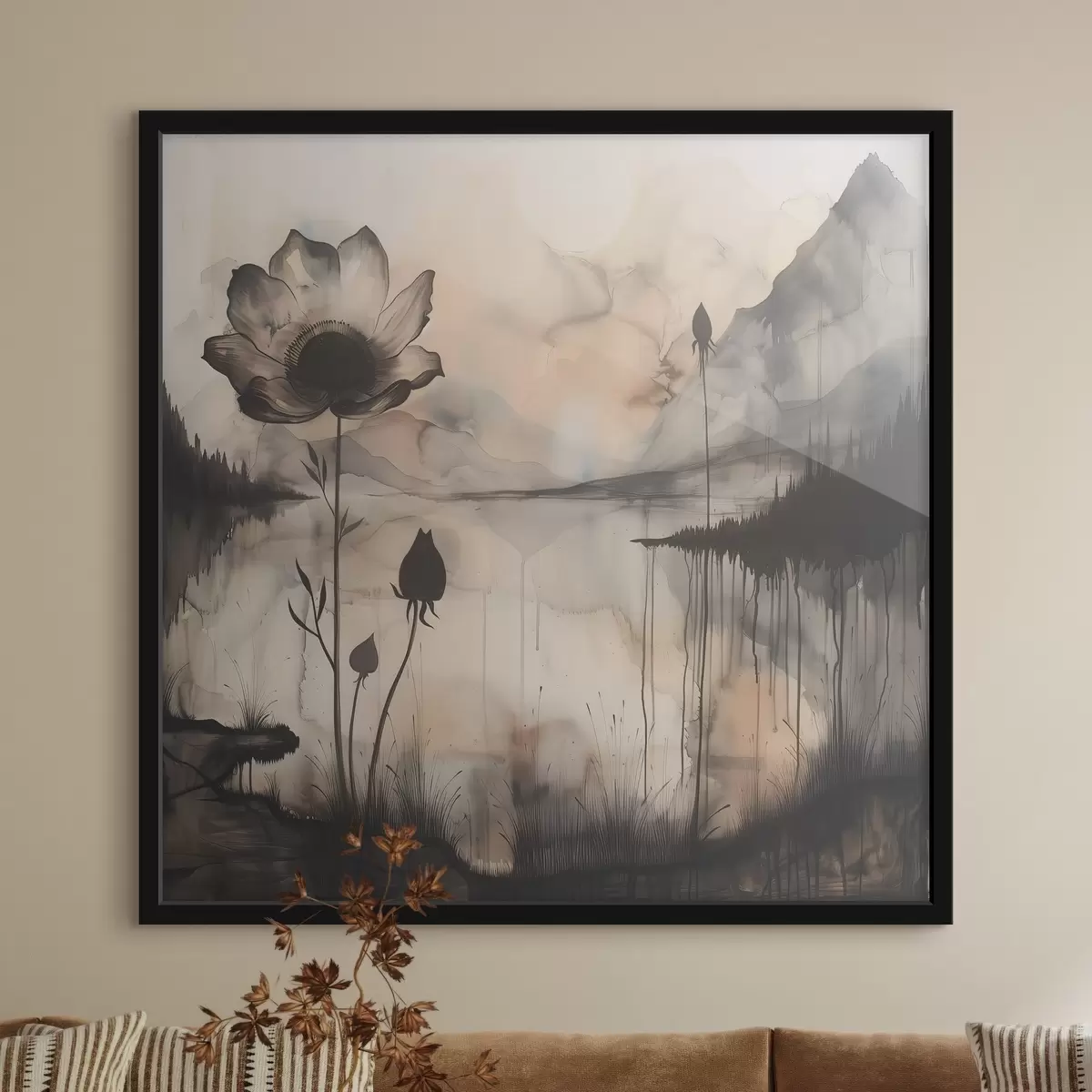 Poster Bild einer Blume und eines Sees f38161