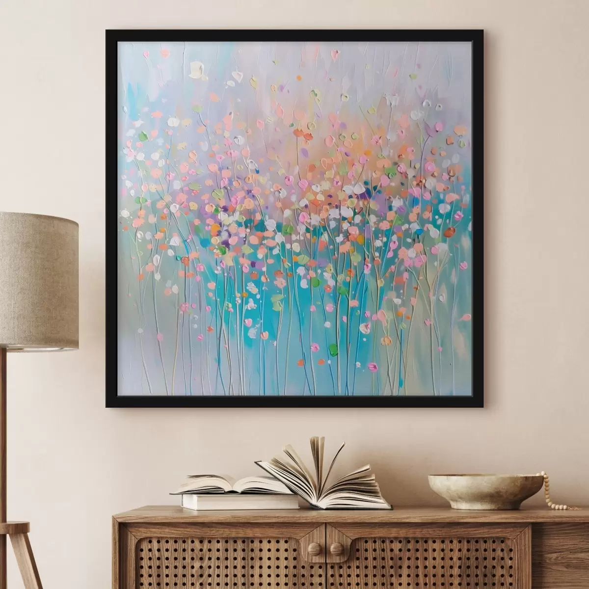 Poster Bunte, trockene Blumen gedruckte Textur f38426