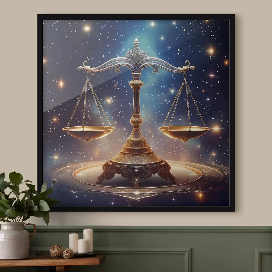 Fototapete Die himmlische Waage der Gerechtigkeit wartet auf ihr Gleichgewicht f39056