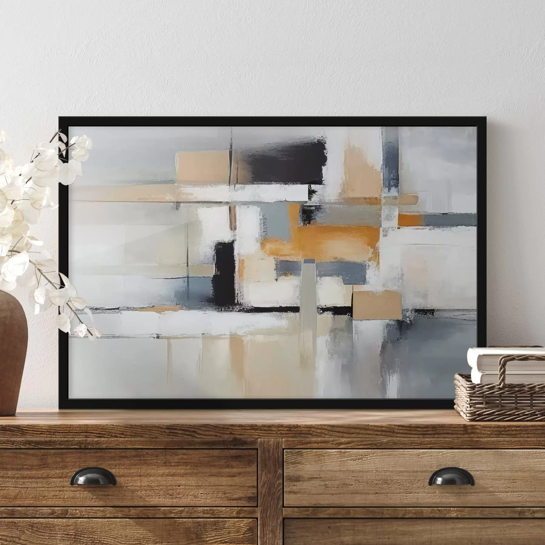 Fototapete Beige und grau abstrakt mit orange und weiß gewebt f36624