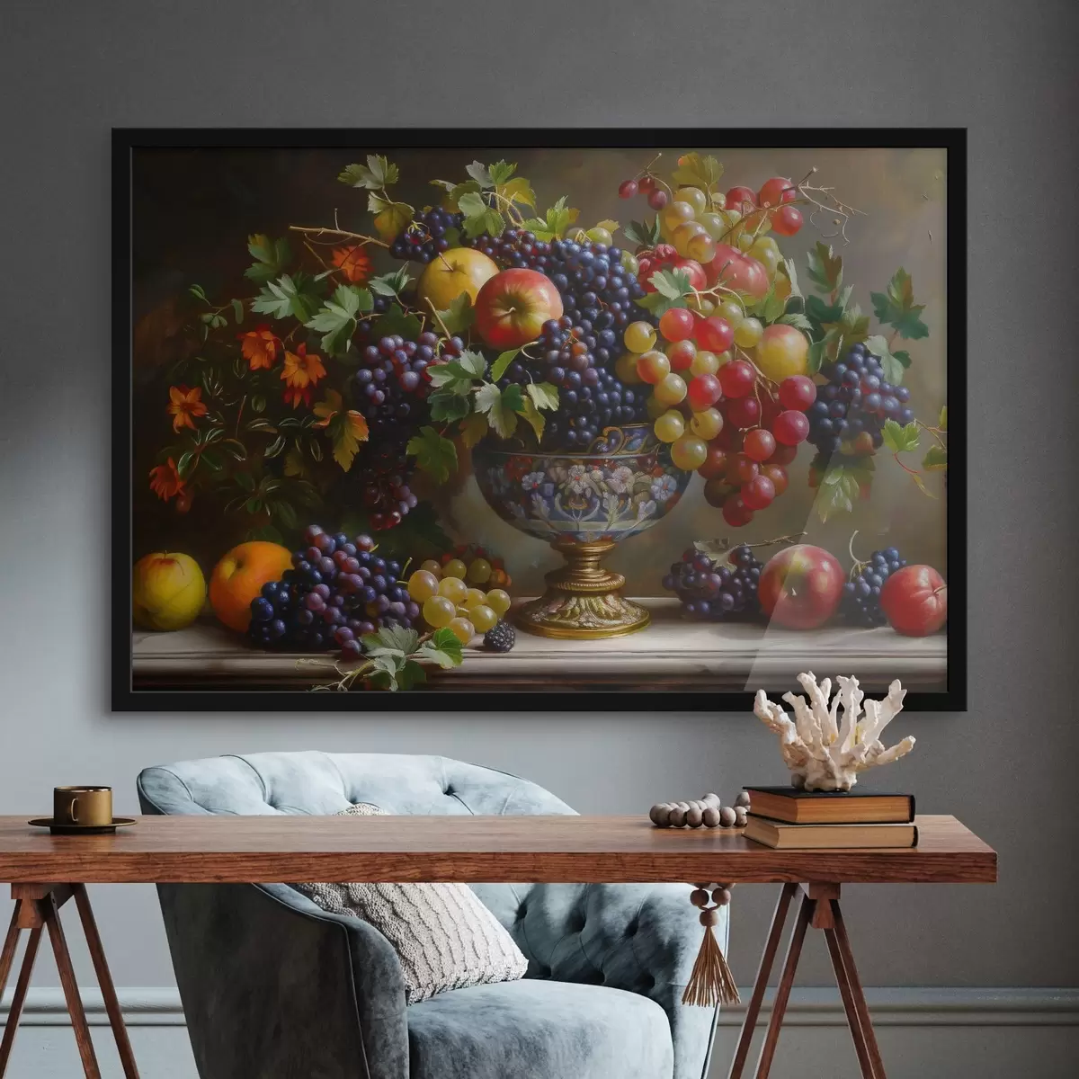 Poster Bild mit Obst in einer Vase f38468