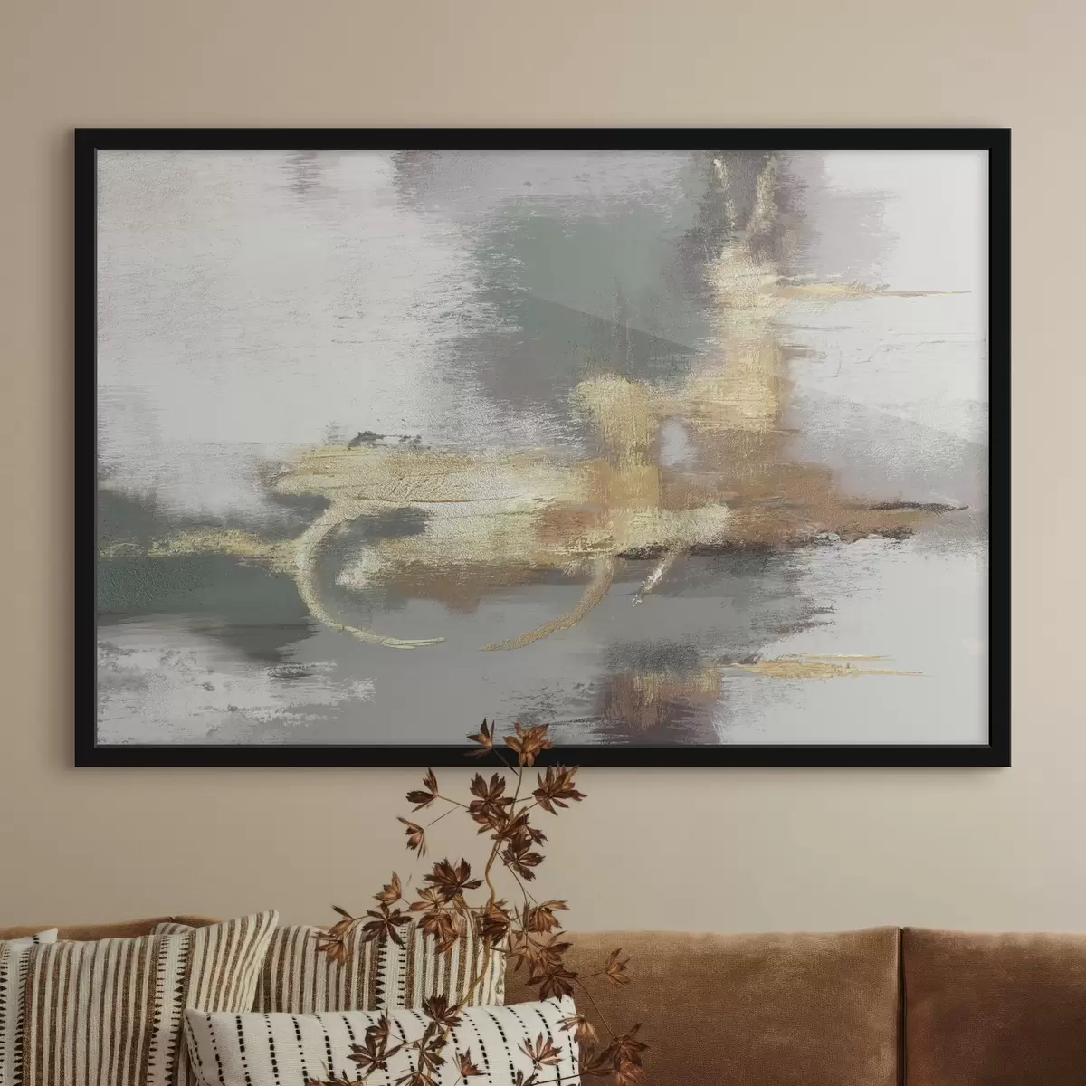 Poster Texturierte graue Abstraktion mit hellen Akzenten f39106