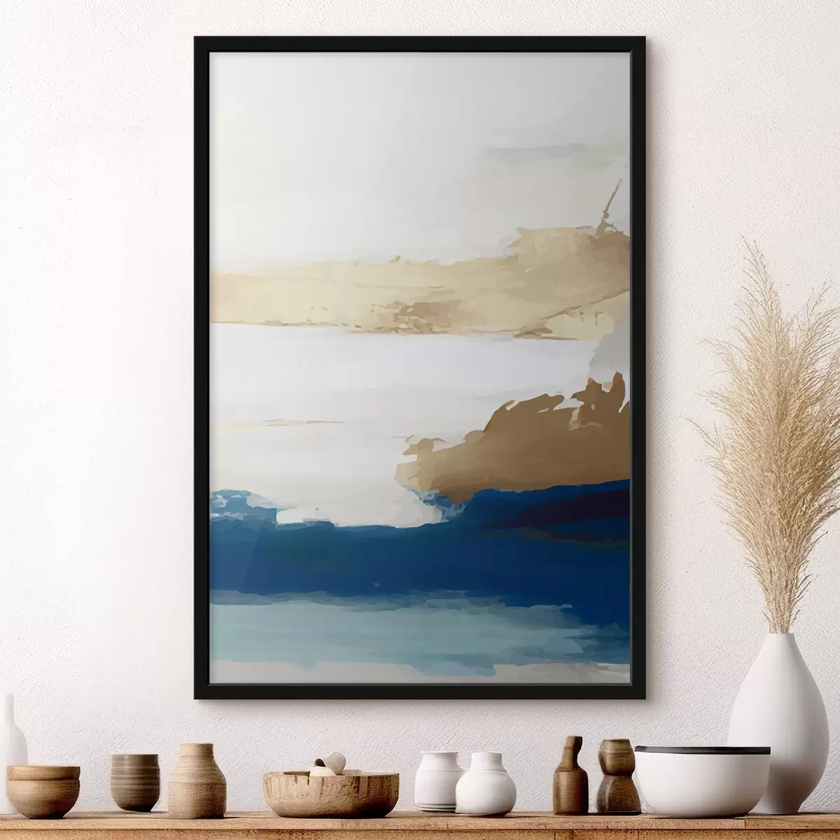 Poster Leichte Abstraktion mit blauen Akzenten f36622