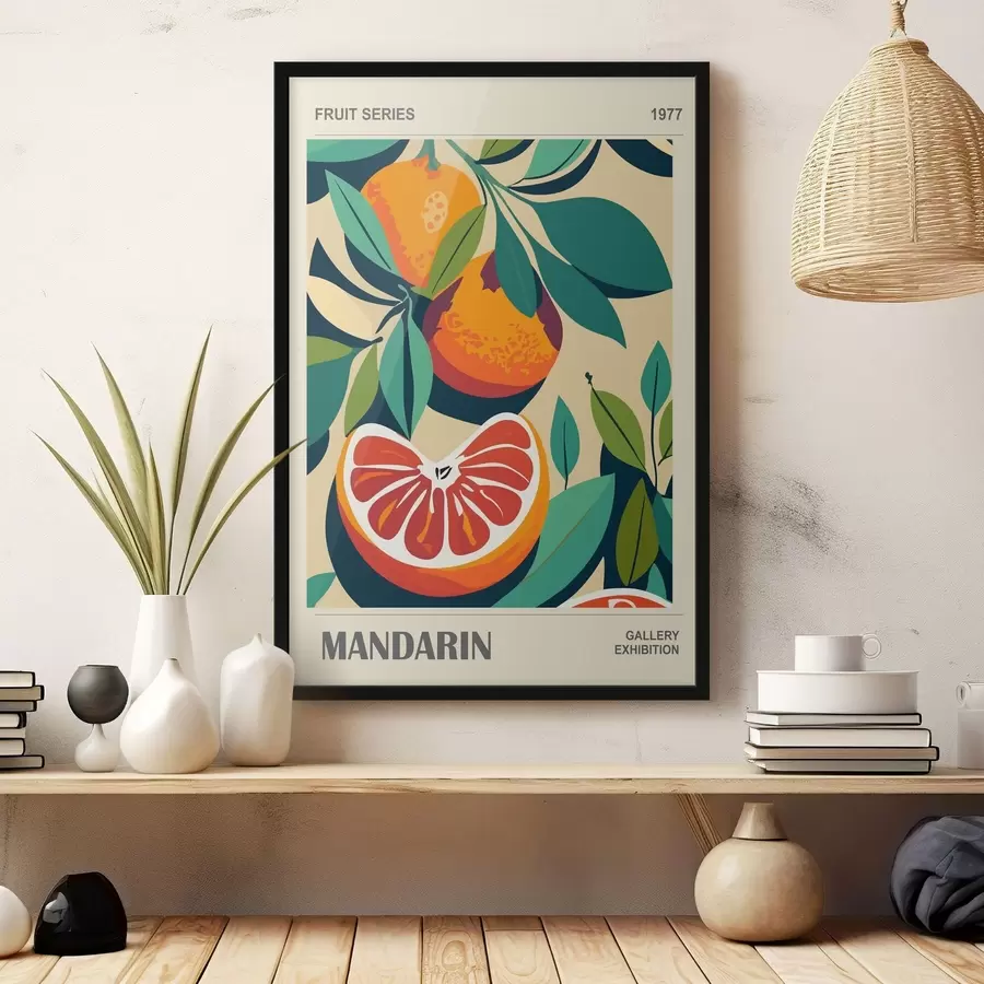 Wandbilder Poster mit Orangen und Blättern f36632