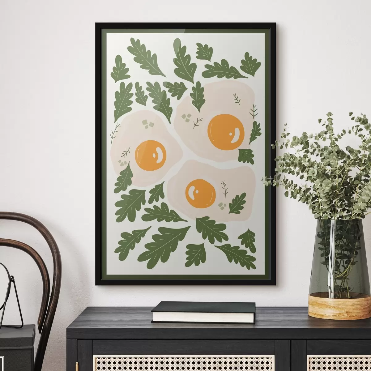 Poster Bild von Eiern und Blättern f36860