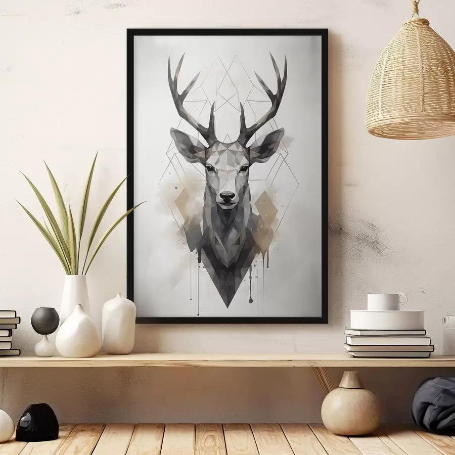 Fototapete Hirsch mit Geweih und geometrischem Muster f37256