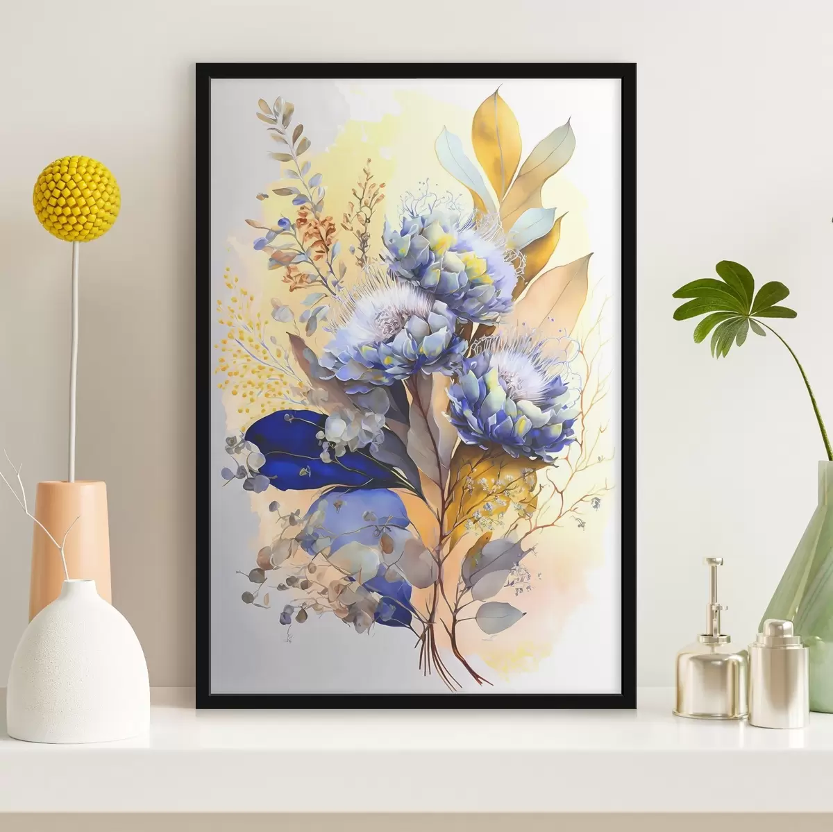 Poster Ein Gemälde mit Blumen und Blättern f37550