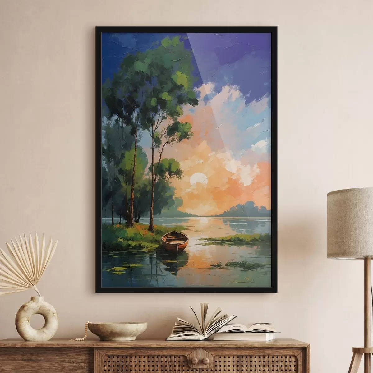 Poster Bild eines Bootes auf dem See f37801