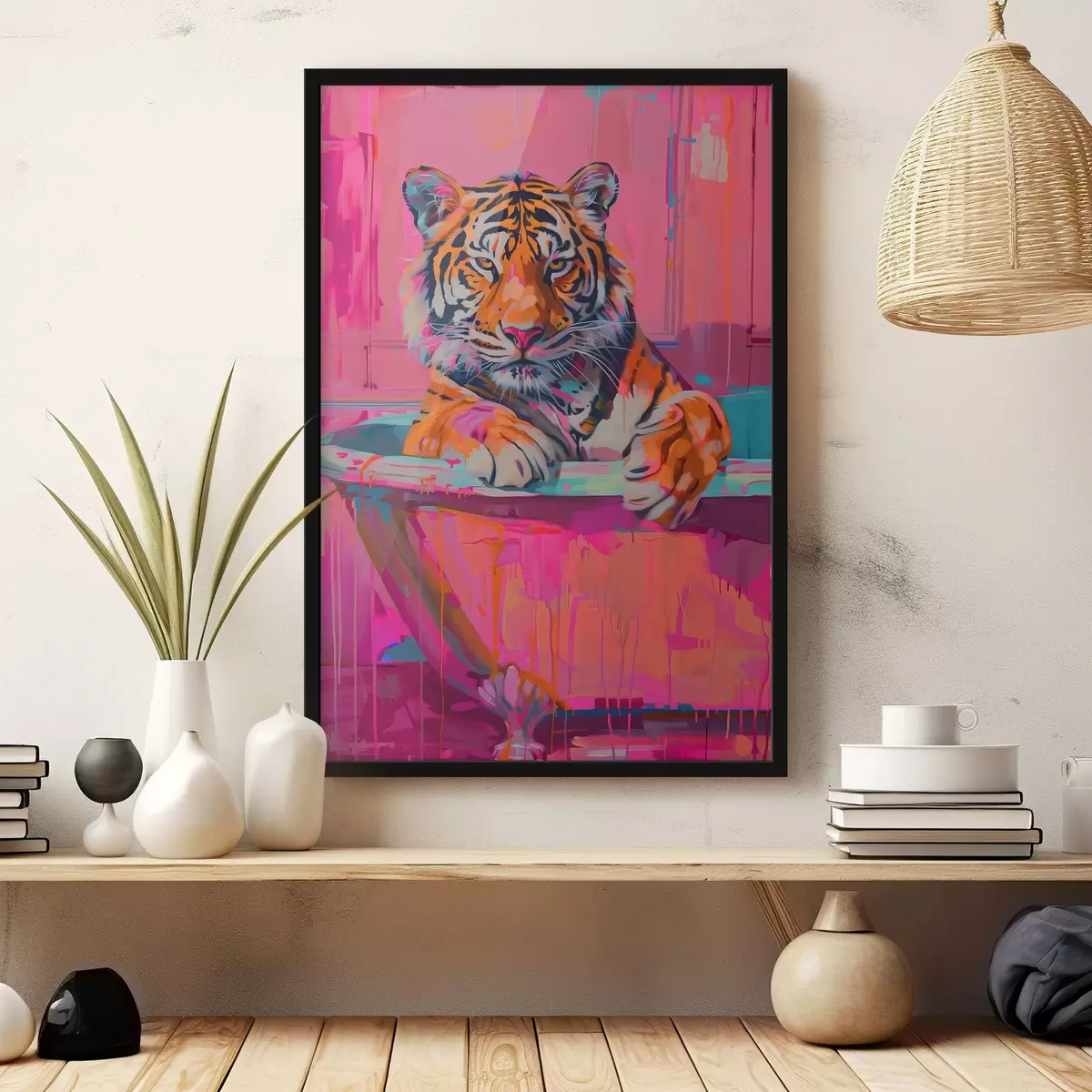 Poster Tiger in der Badewanne f38257