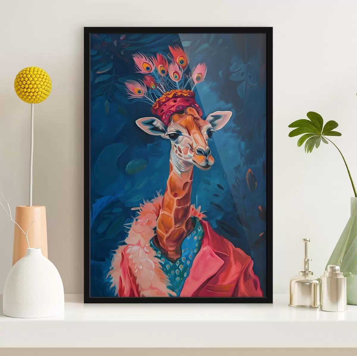 Poster Giraffe mit Hut f38377