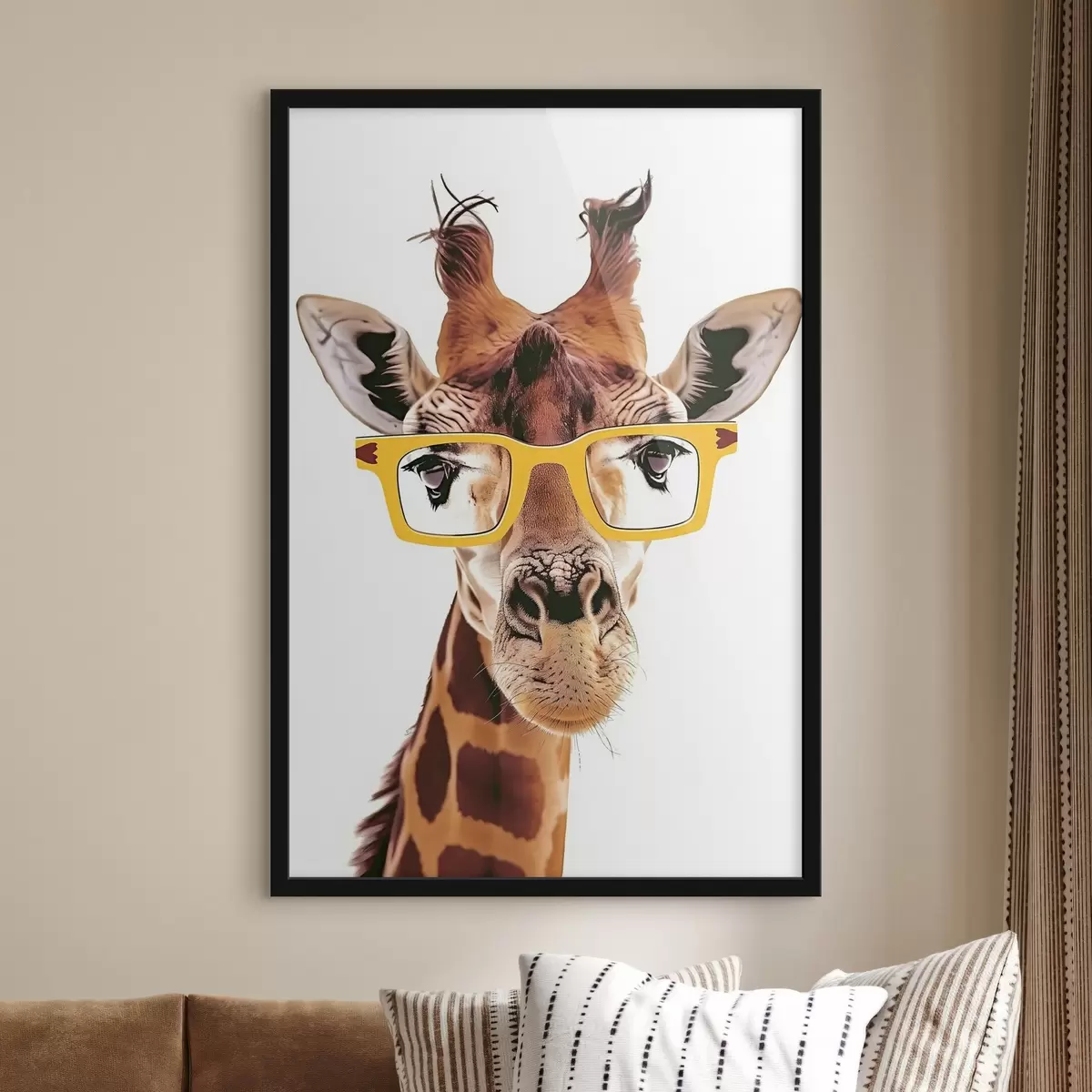 Poster Giraffe mit gelber Brille f38503