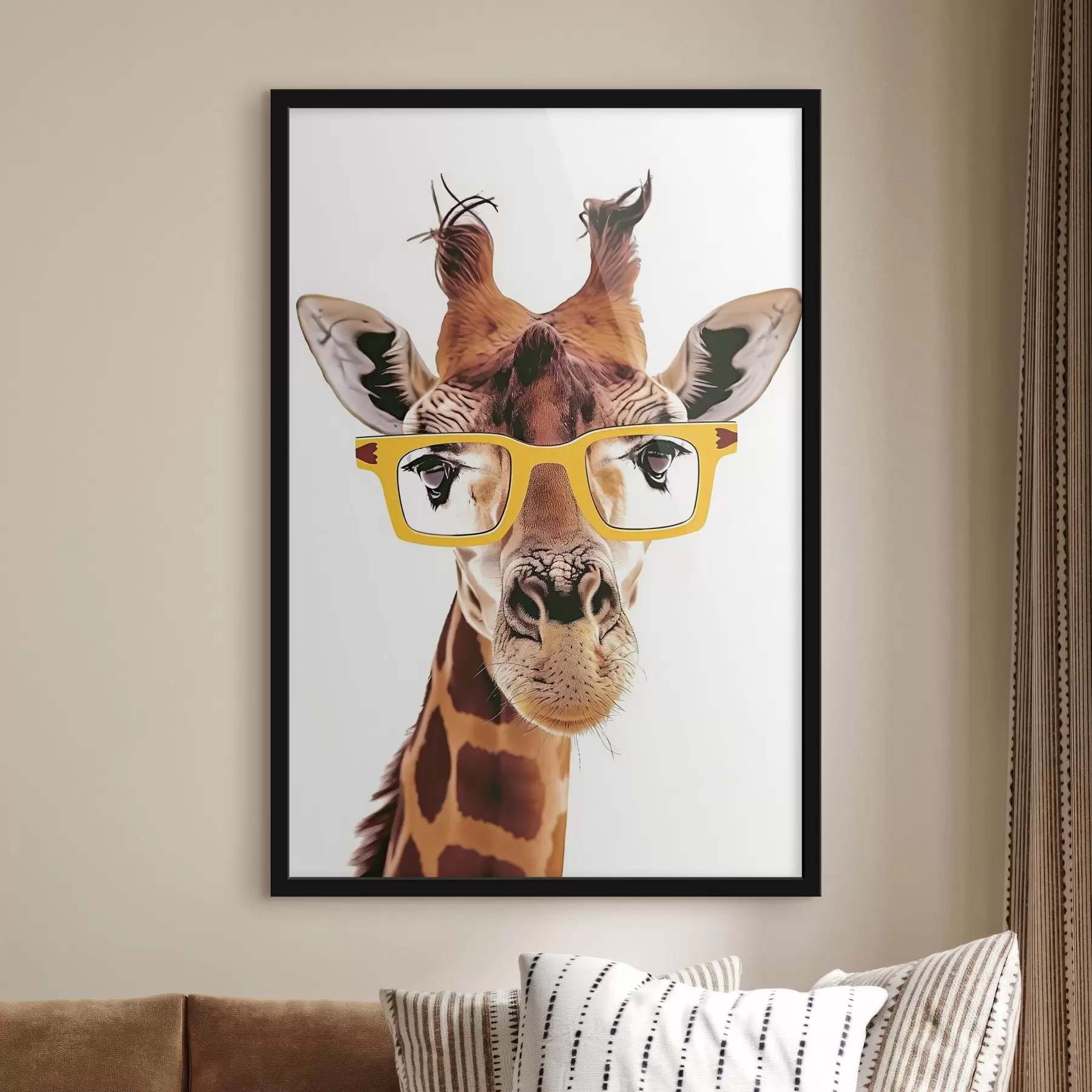 Fototapete Giraffe mit gelber Brille f38503