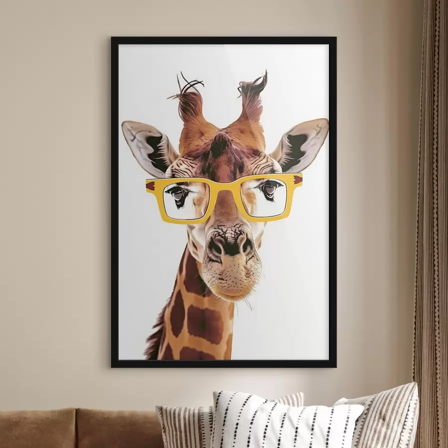 Fototapete Giraffe mit gelber Brille f38503