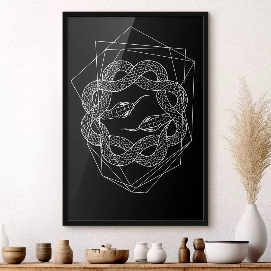 Fototapete Weiße Schlange in einem Kreis f38565v4