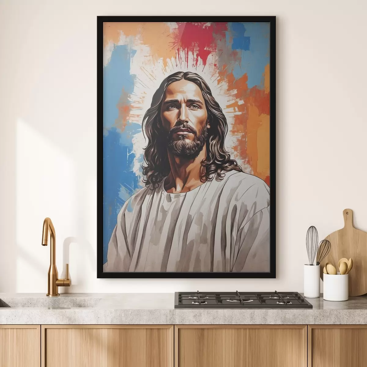 Poster Bild eines Mannes mit langen Haaren f38589