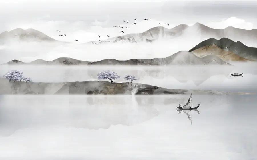 Fototapete Wasser, Himmel und Berge u46157