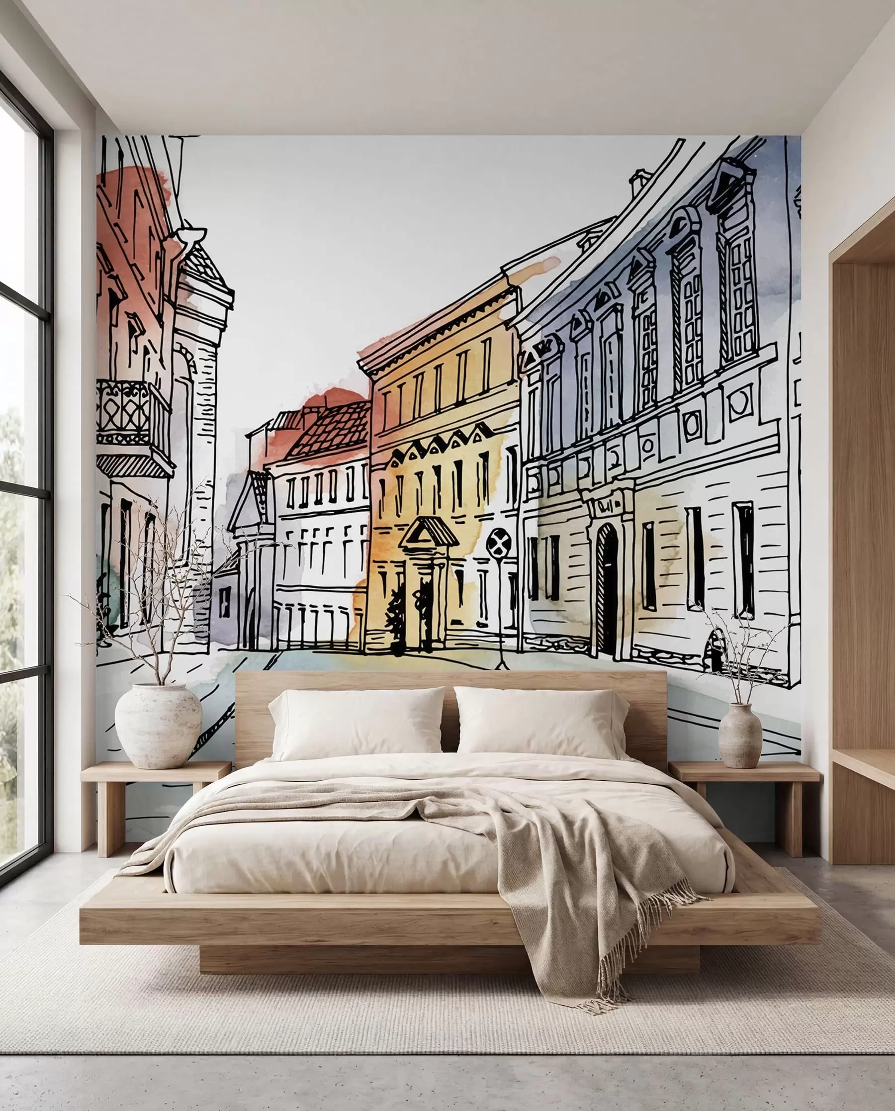 Fototapete Altstadt in Aquarell u51062