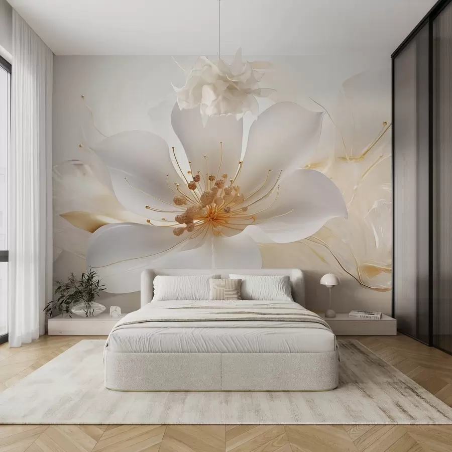 Fototapete Große weiße Blume auf einem abstrakten Hintergrund w08510