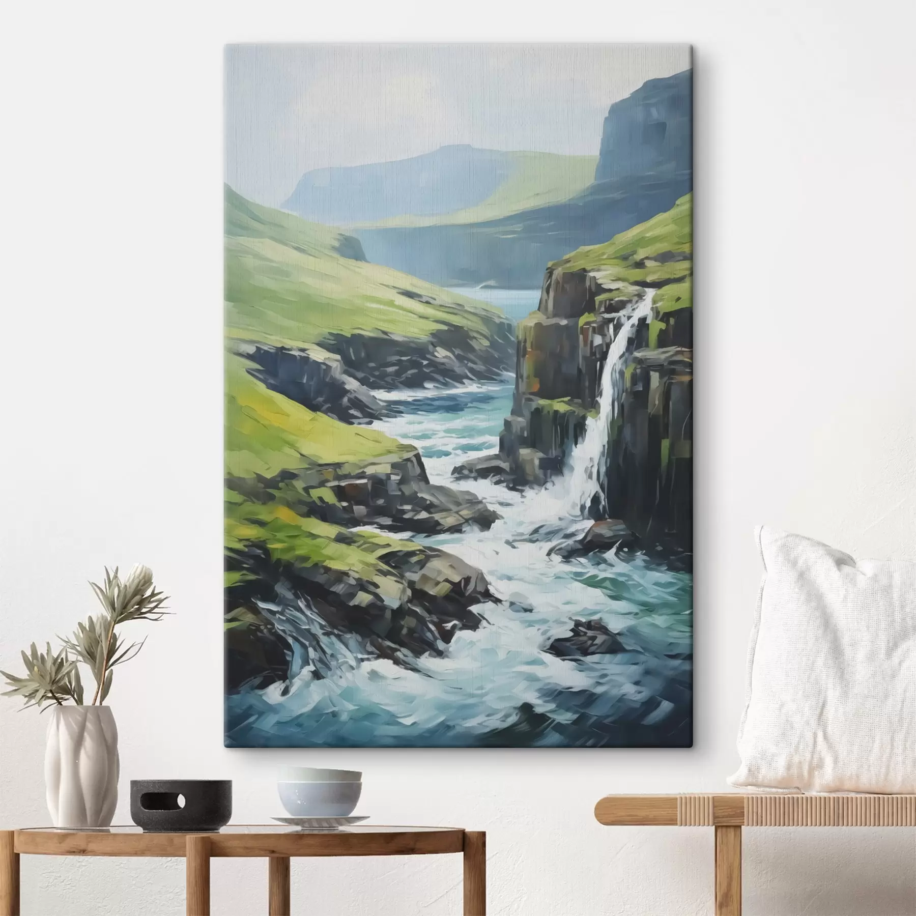 Wandbilder Fluss zwischen Fjorden Nachahmung der Malerei s42125