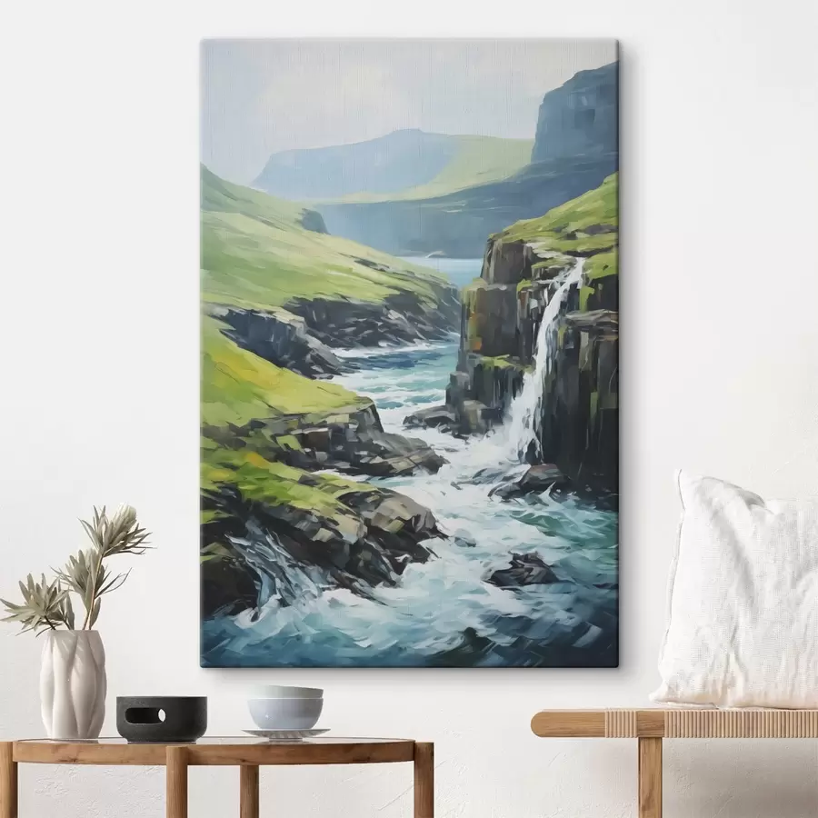 Wandbilder Fluss zwischen Fjorden Nachahmung der Malerei s42125