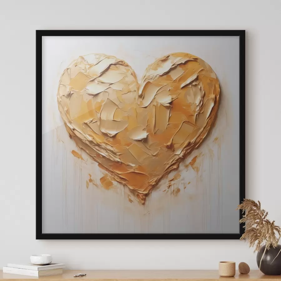 Fototapete Herz-Imitation von Pinselstrichen, Gelb- und Orangetönen f42124
