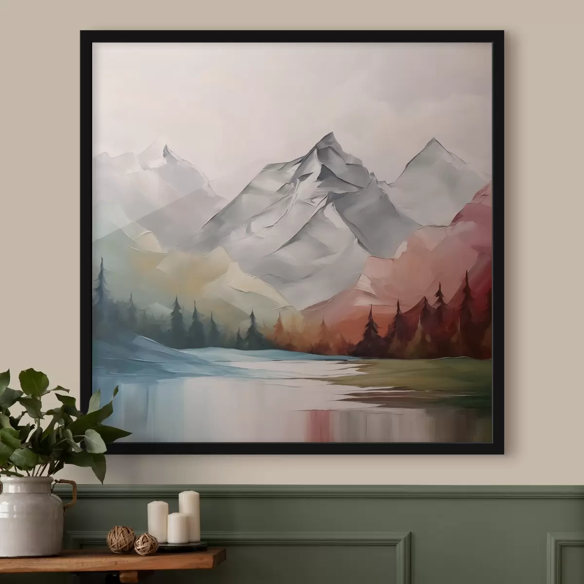 Poster Berge und Wald Nachahmung der Malerei f42128