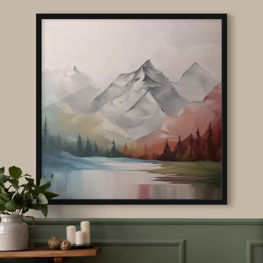 Fototapete Berge und Wald Nachahmung der Malerei f42128