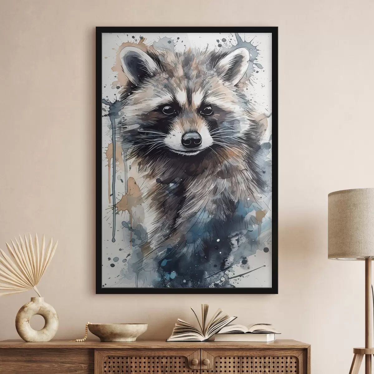 Poster Waschbär in einem Aquarell-Stil f32306