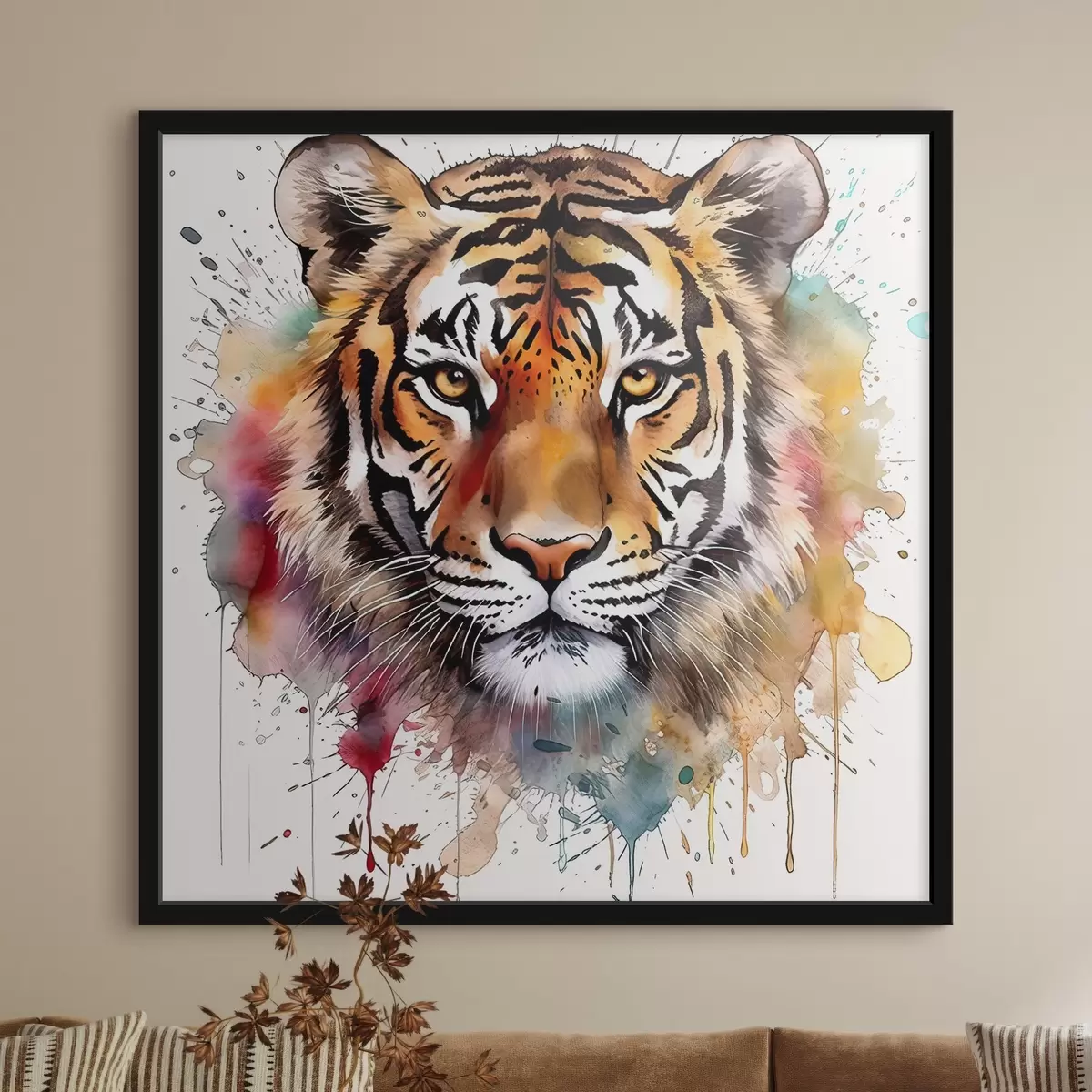Poster Tiger in einem Aquarellstil f32335