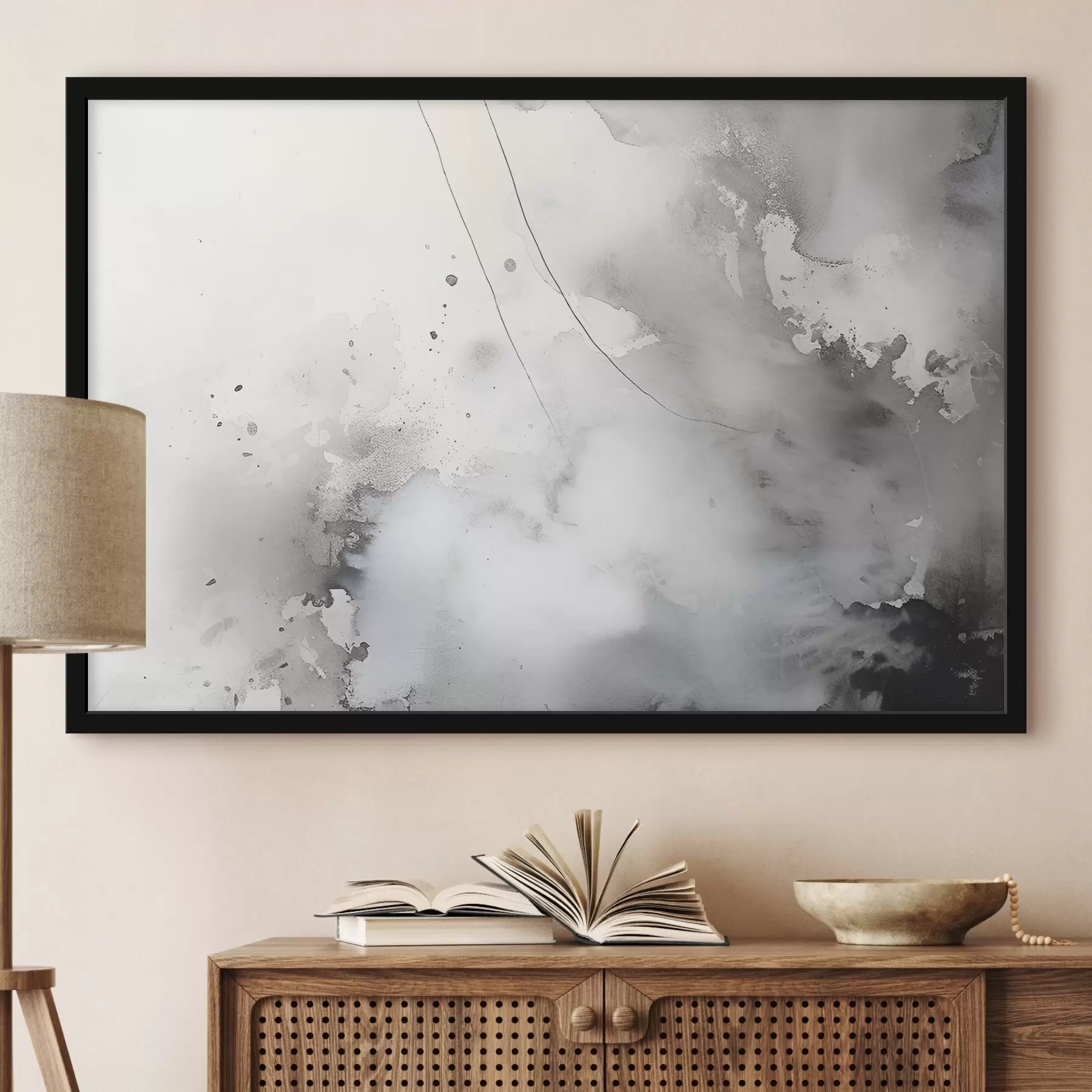 Fototapete Graue Abstraktion mit Pinselstrichen f35310