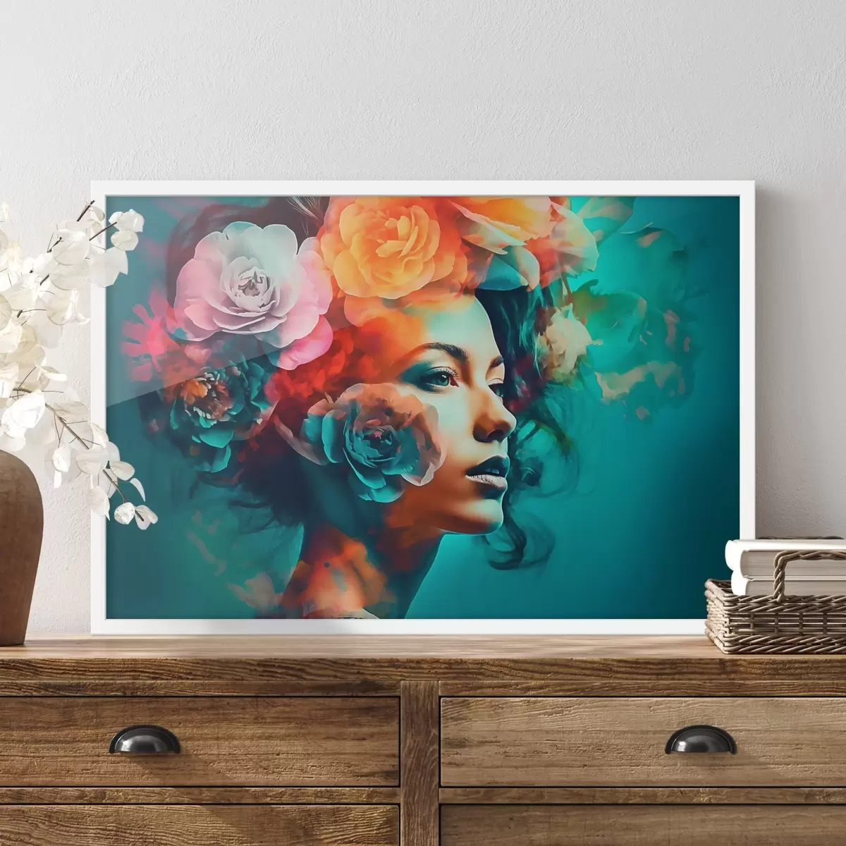 Poster Hübsche Frau mit Blumen f35366