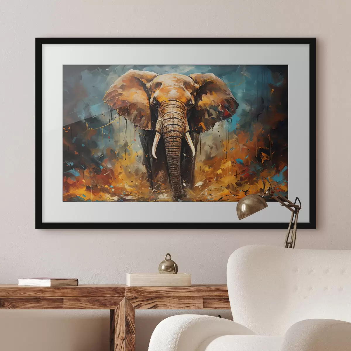 Poster Abstrakte Zeichnung, Elefant f35505