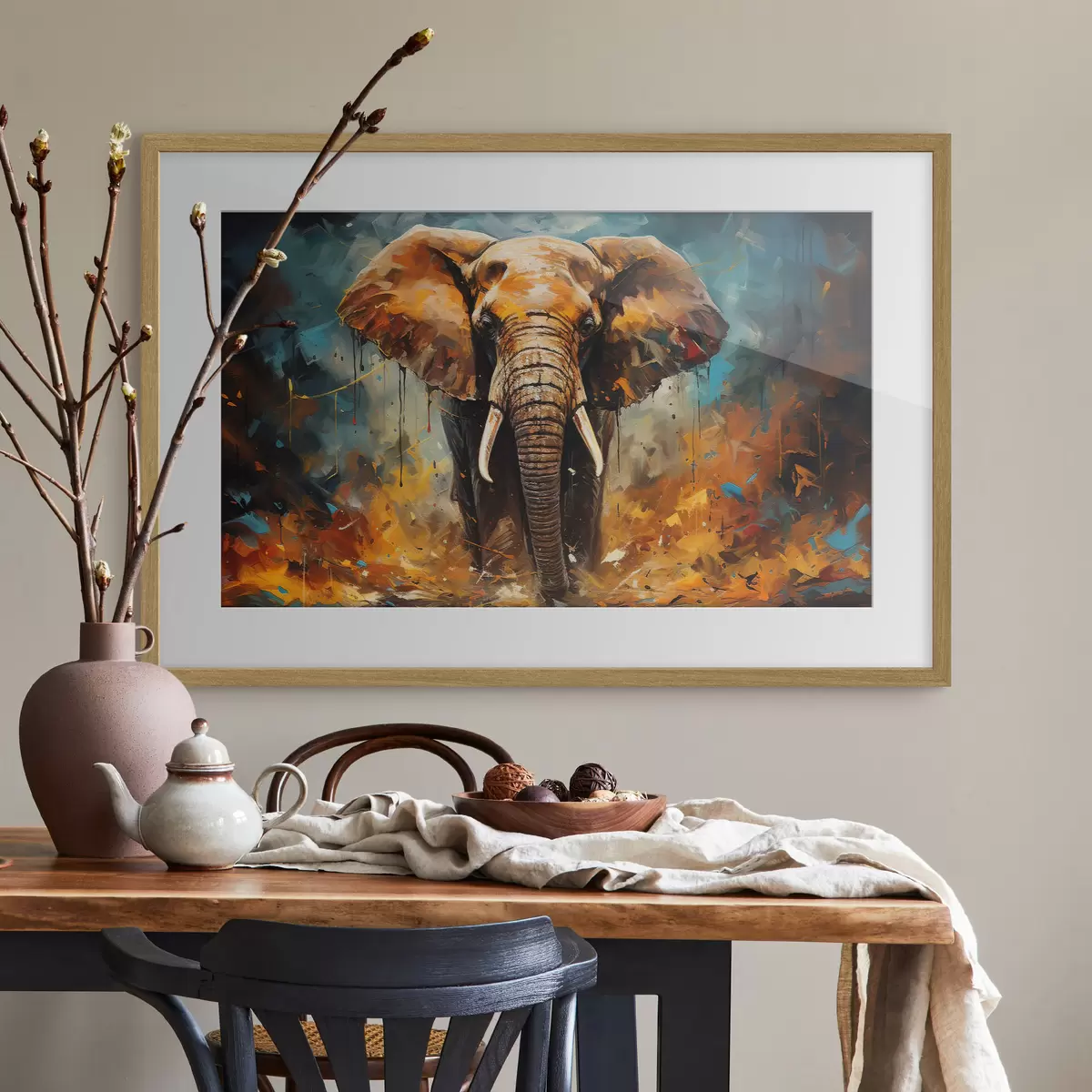 Poster Abstrakte Zeichnung, Elefant f35505