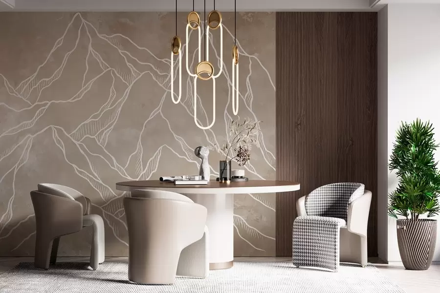 Fototapete Schematische Darstellung von Berggipfeln w02524v1