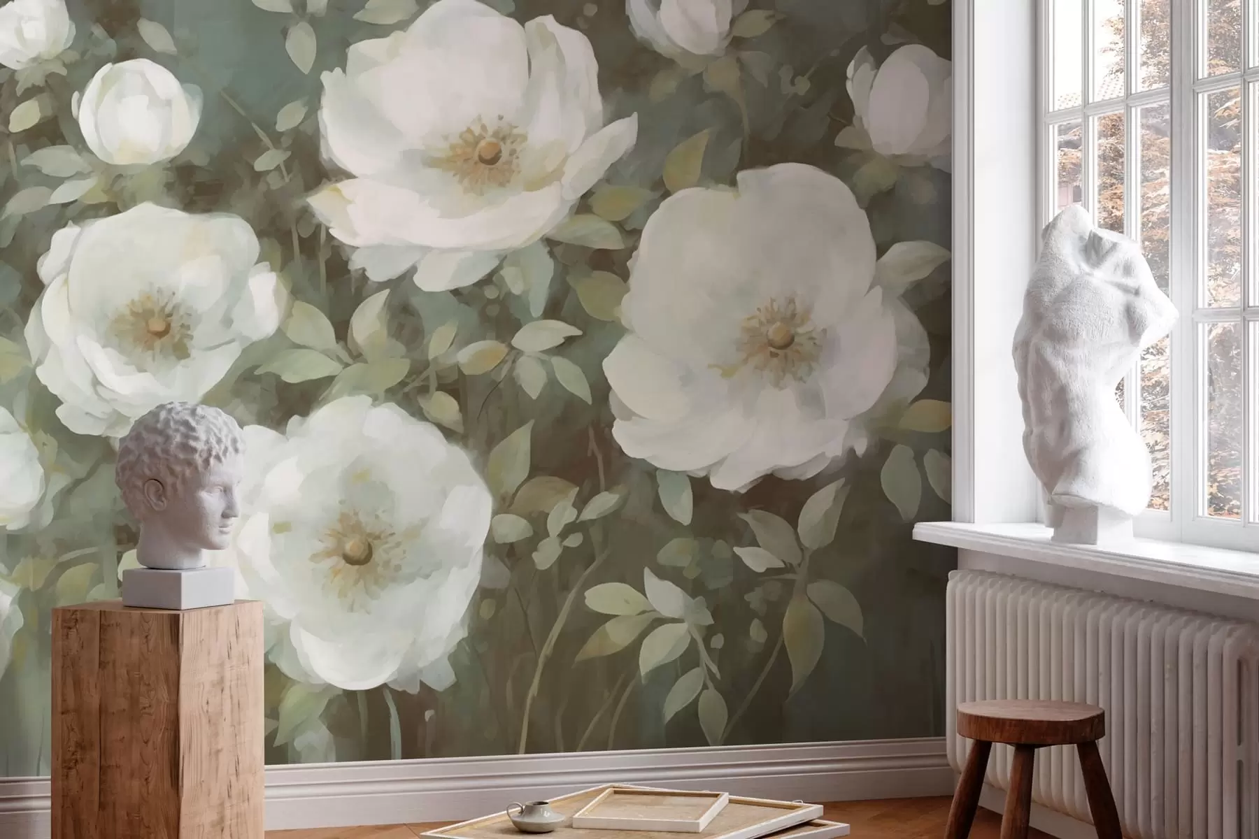 Fototapete Große weiße Blüten w08549v1