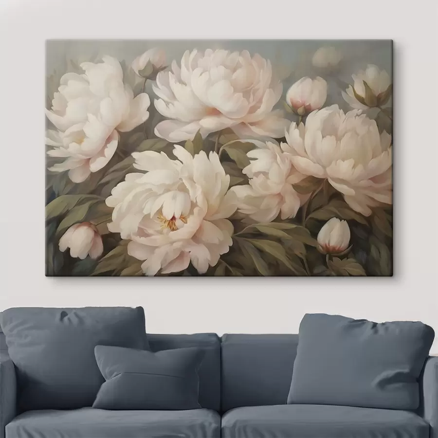 Wandbilder Blumen und Blätter auf unscharfem Hintergrund s41763