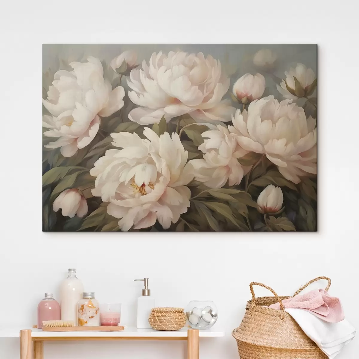 Wandbilder Blumen und Blätter auf unscharfem Hintergrund s41763