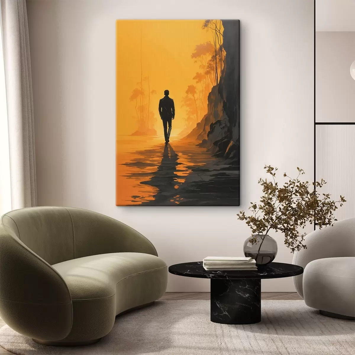 Wandbilder Mann geht der Sonne entgegen s41767