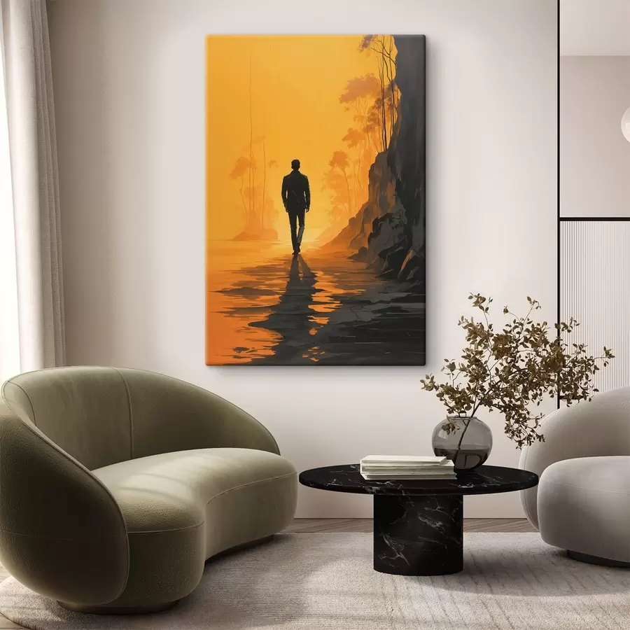Wandbilder Mann geht der Sonne entgegen s41767